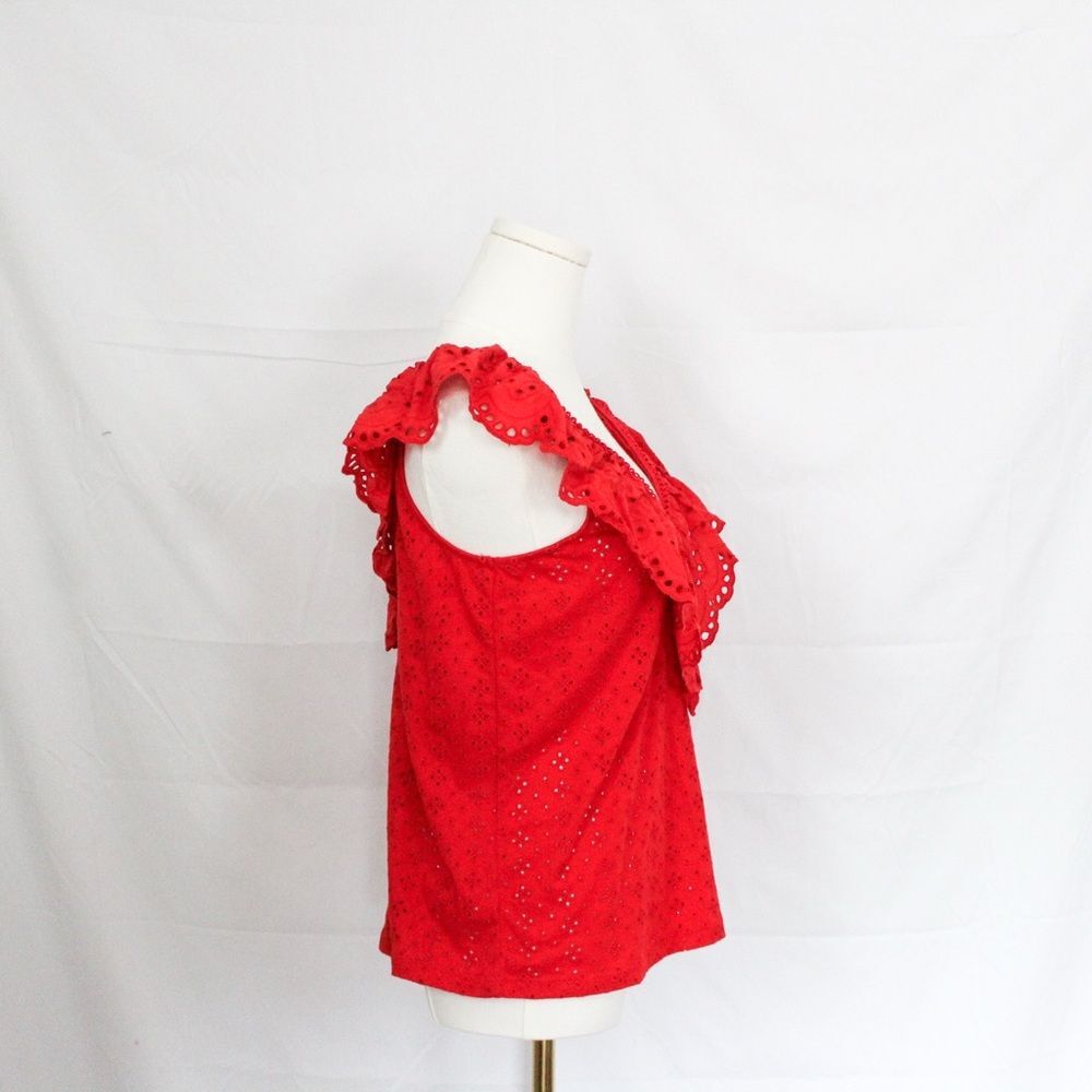 Loft Eyelet V-Neck Tank Top - Extra Small, Red - Picture 4 of 7